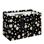 Black Daisy Floral Pattern Print Utility Tote Bag