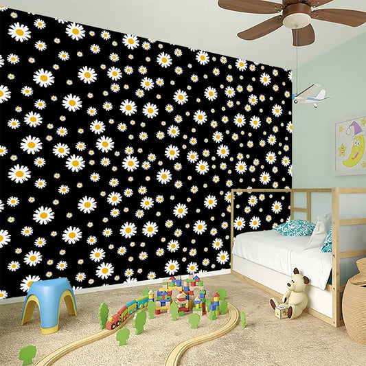 Black Daisy Floral Pattern Print Wall Sticker