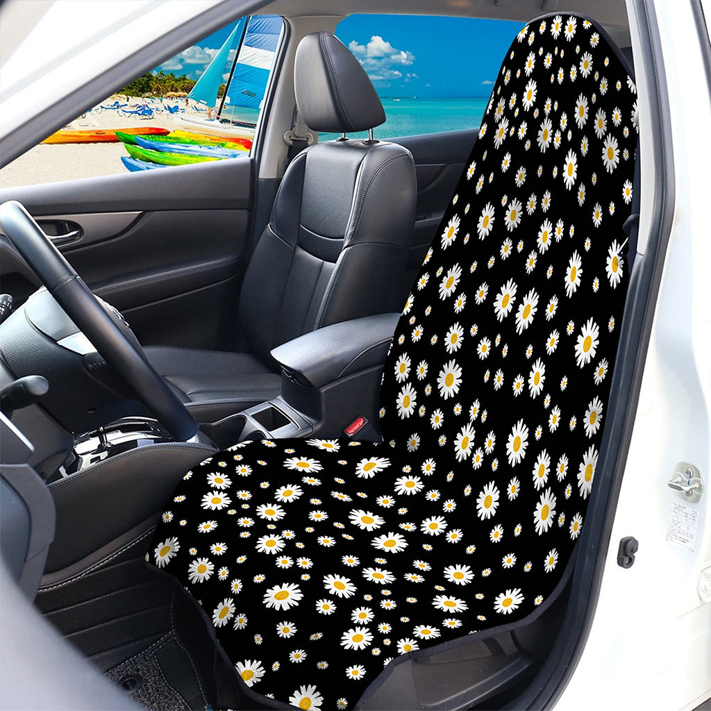 Black Daisy Floral Pattern Print Waterproof Car Seat Cover