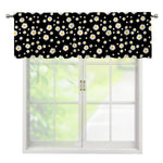 Black Daisy Floral Pattern Print Window Valance