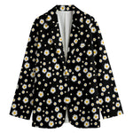 Black Daisy Floral Pattern Print Women's Blazer