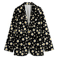 Black Daisy Floral Pattern Print Women's Cotton Blazer