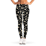 Black Daisy Floral Pattern Print Women's Leggings