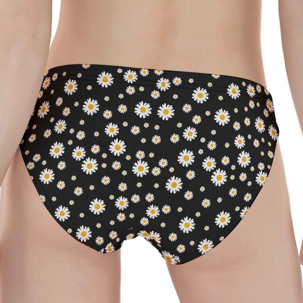 Black Daisy Floral Pattern Print Women's Panties