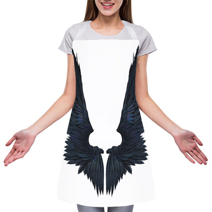 Black Demon Wings Print Adjustable Apron