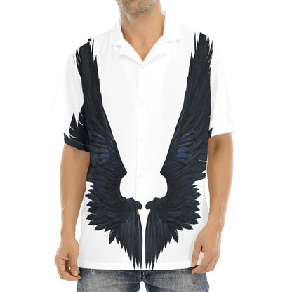 Black Demon Wings Print Aloha Shirt