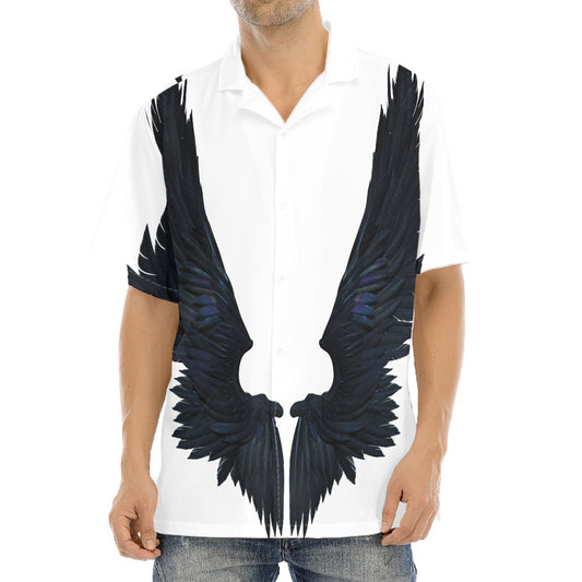 Black Demon Wings Print Aloha Shirt