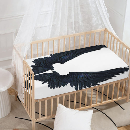 Black Demon Wings Print Baby Crib Sheet