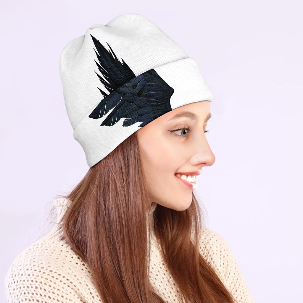 Black Demon Wings Print Beanie