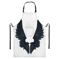 Black Demon Wings Print Bib Apron With Pocket
