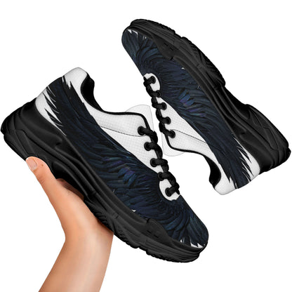 Black Demon Wings Print Black Chunky Shoes