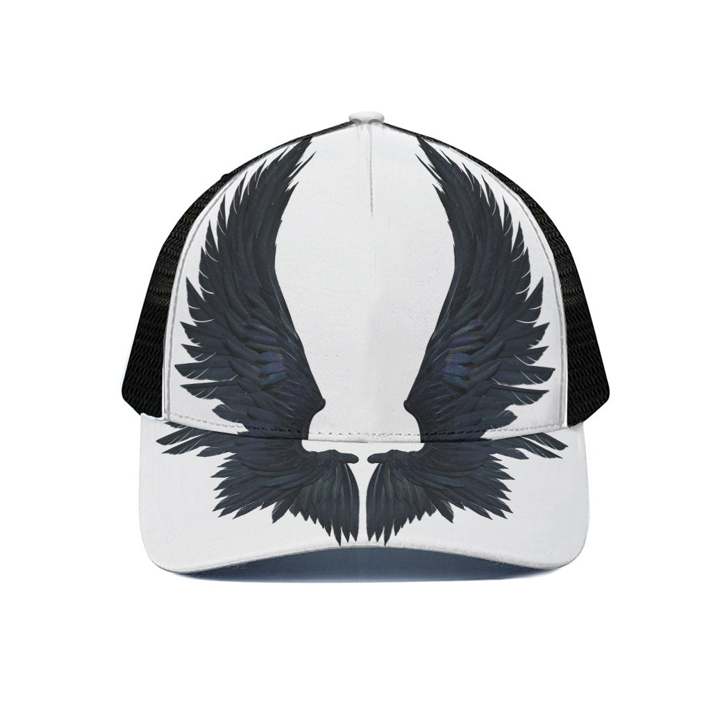 Black Demon Wings Print Black Mesh Trucker Cap