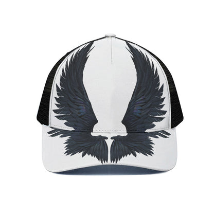 Black Demon Wings Print Black Mesh Trucker Cap