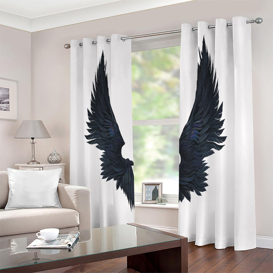 Black Demon Wings Print Blackout Grommet Curtains