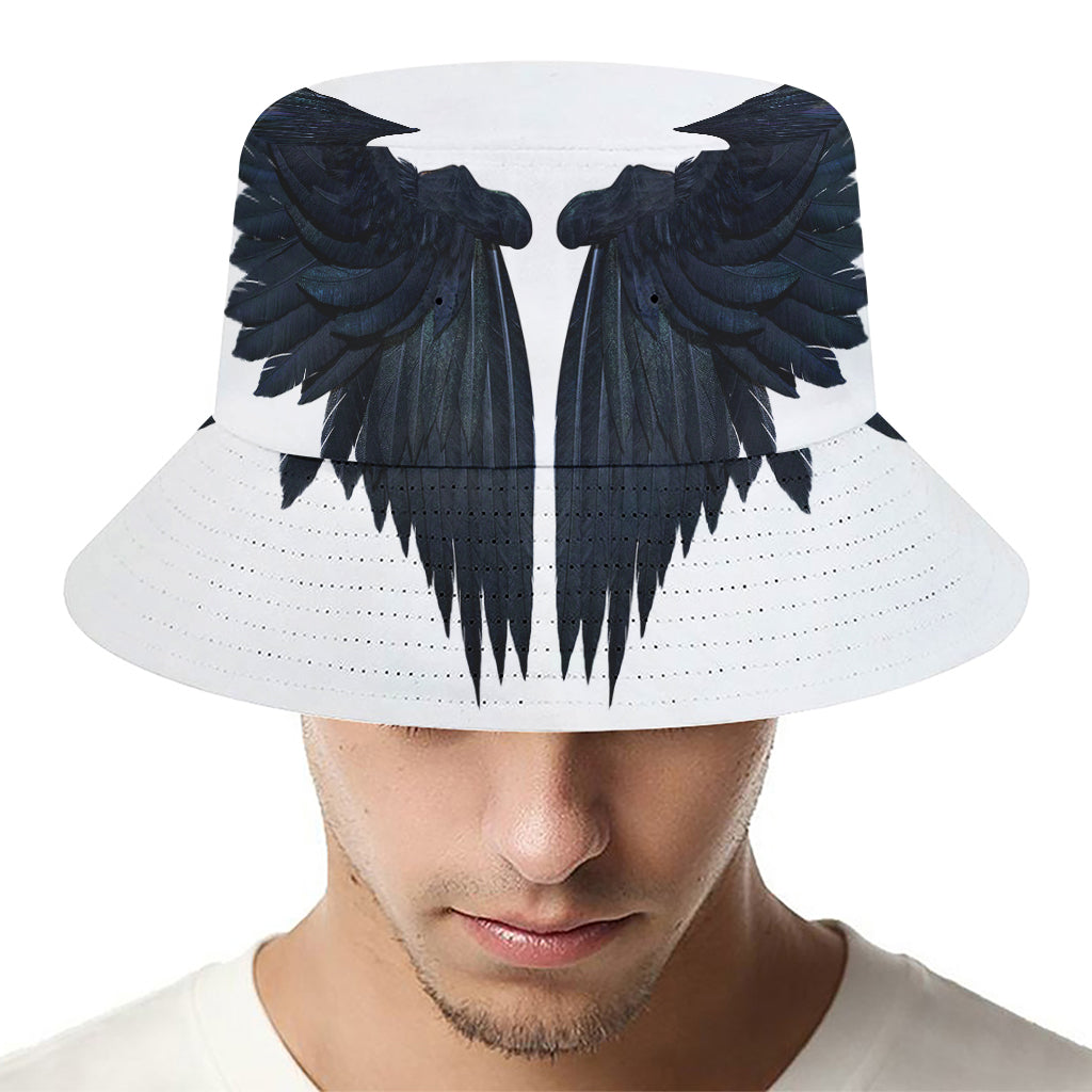 Black Demon Wings Print Bucket Hat