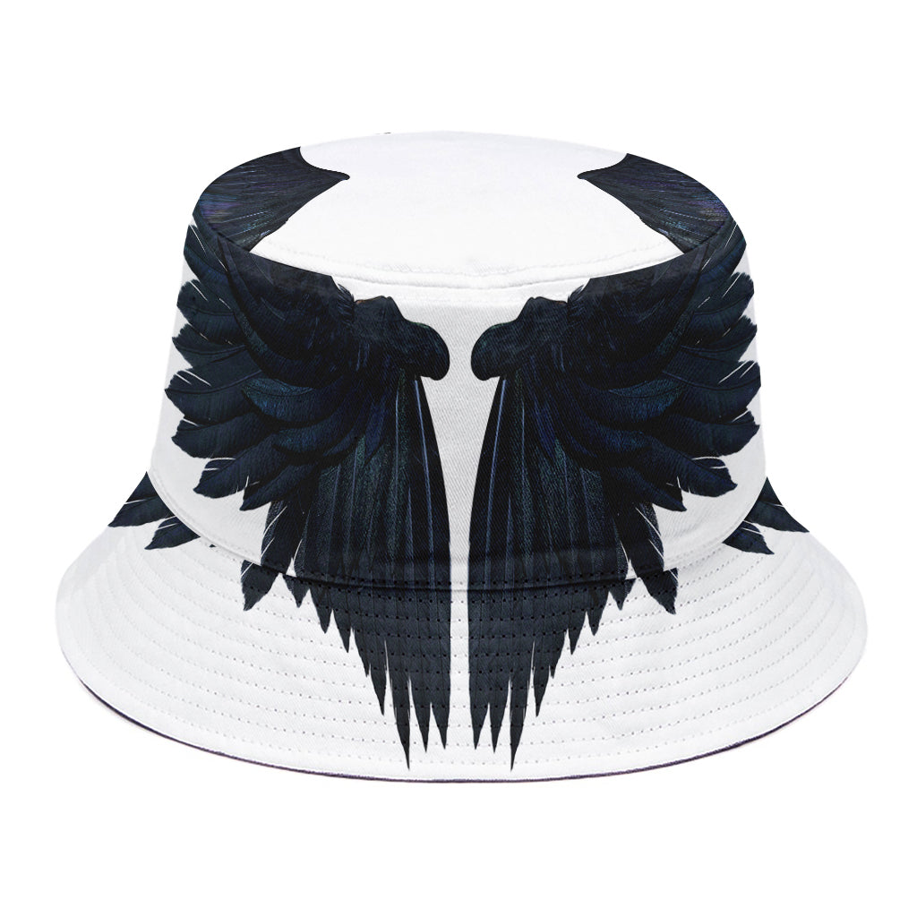 Black Demon Wings Print Bucket Hat