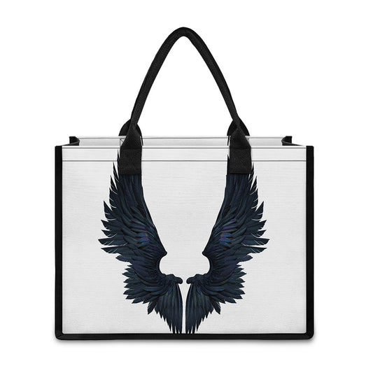Black Demon Wings Print Canvas Tote Bag