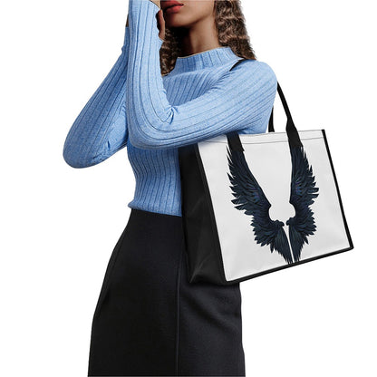 Black Demon Wings Print Canvas Tote Bag