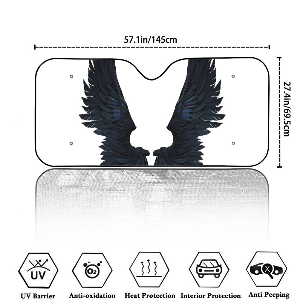 Black Demon Wings Print Car Windshield Sun Shade