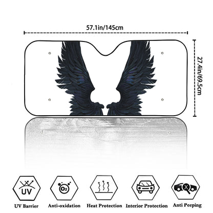 Black Demon Wings Print Car Windshield Sun Shade