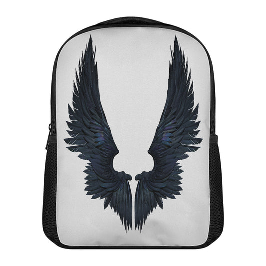 Black Demon Wings Print Casual Backpack