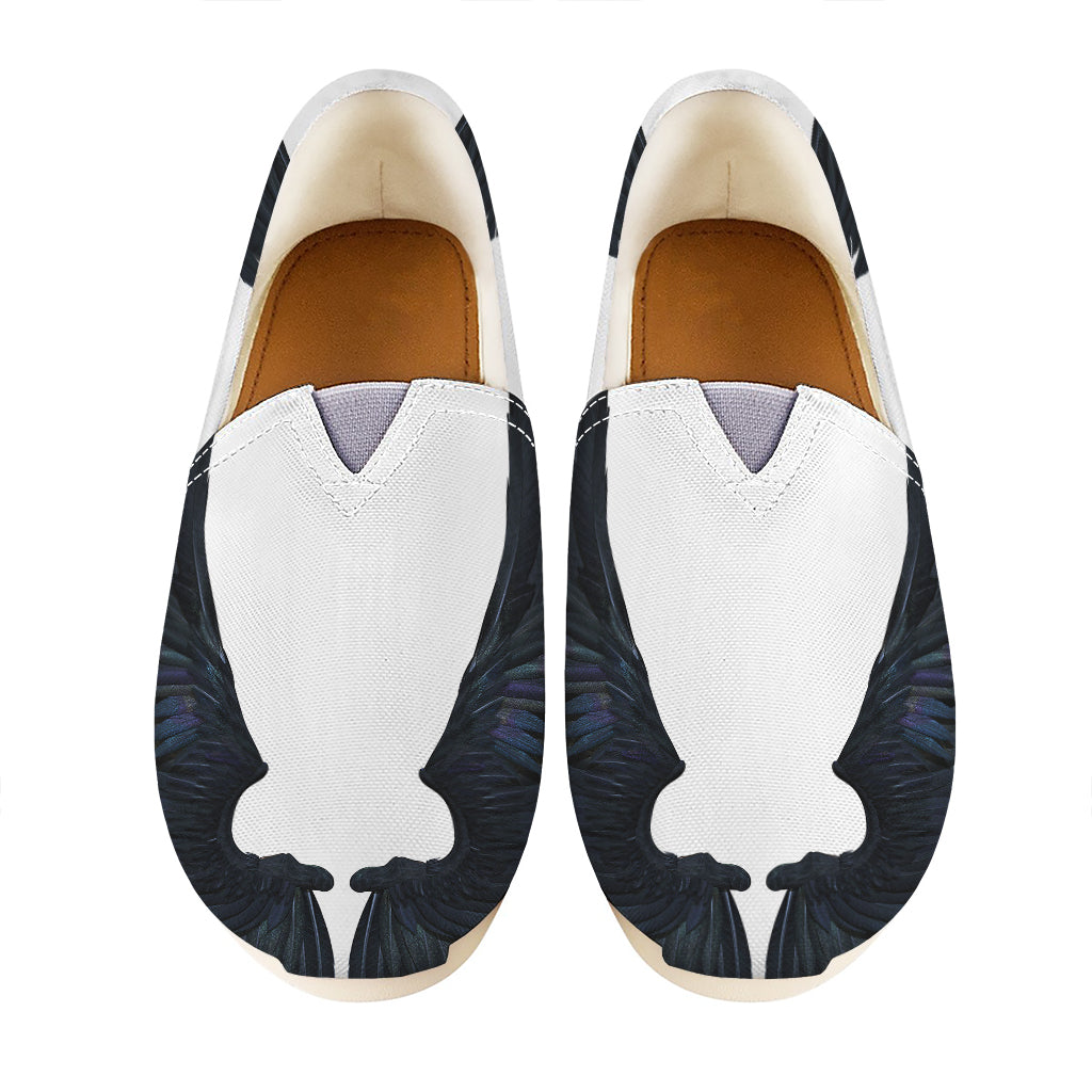 Black Demon Wings Print Casual Shoes
