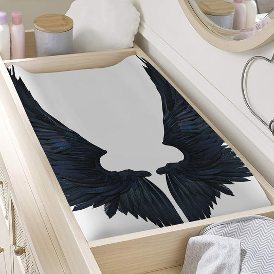 Black Demon Wings Print Changing Pad Cover