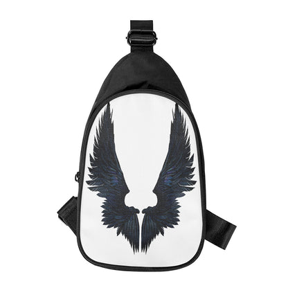 Black Demon Wings Print Chest Bag