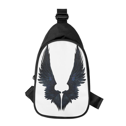 Black Demon Wings Print Chest Bag