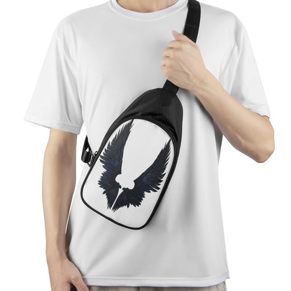 Black Demon Wings Print Chest Bag