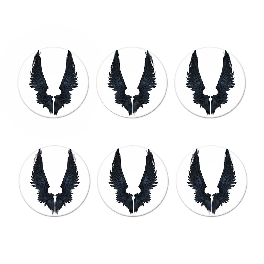 Black Demon Wings Print Coaster Set