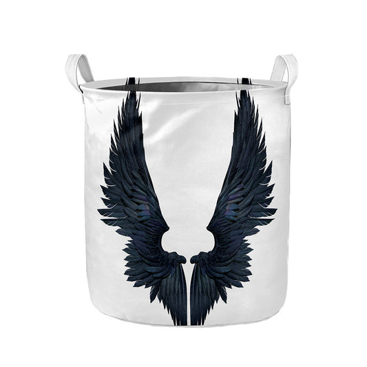 Black Demon Wings Print Collapsible Laundry Basket