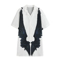 Black Demon Wings Print Cotton Hawaiian Shirt