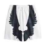 Black Demon Wings Print Cotton Shorts