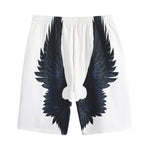 Black Demon Wings Print Cotton Shorts