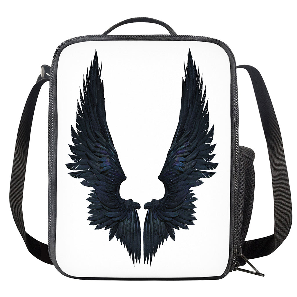 Black Demon Wings Print Crossbody Lunch Bag