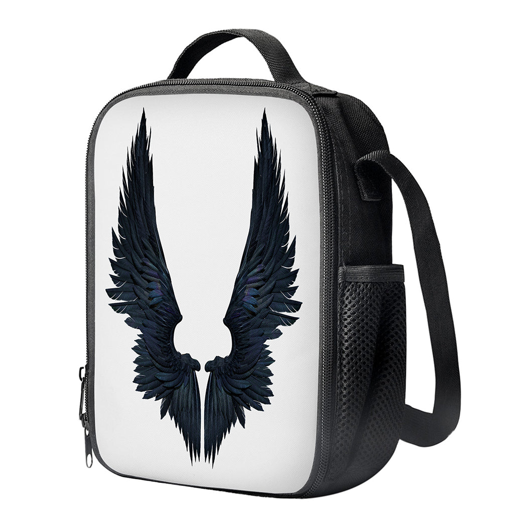 Black Demon Wings Print Crossbody Lunch Bag