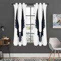 Black Demon Wings Print Grommet Curtain Panels