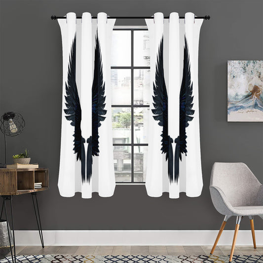 Black Demon Wings Print Curtain