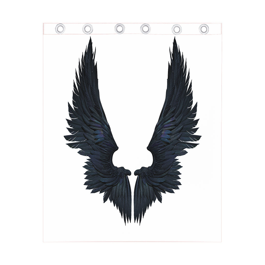 Black Demon Wings Print Curtain