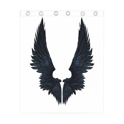 Black Demon Wings Print Curtain