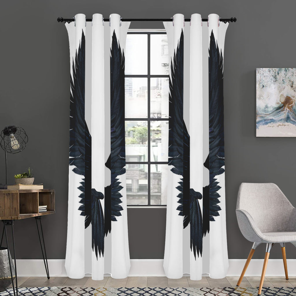 Black Demon Wings Print Curtain