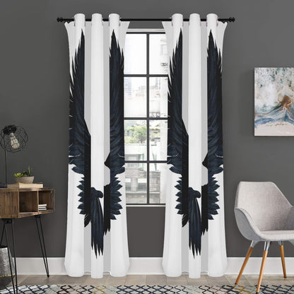 Black Demon Wings Print Curtain