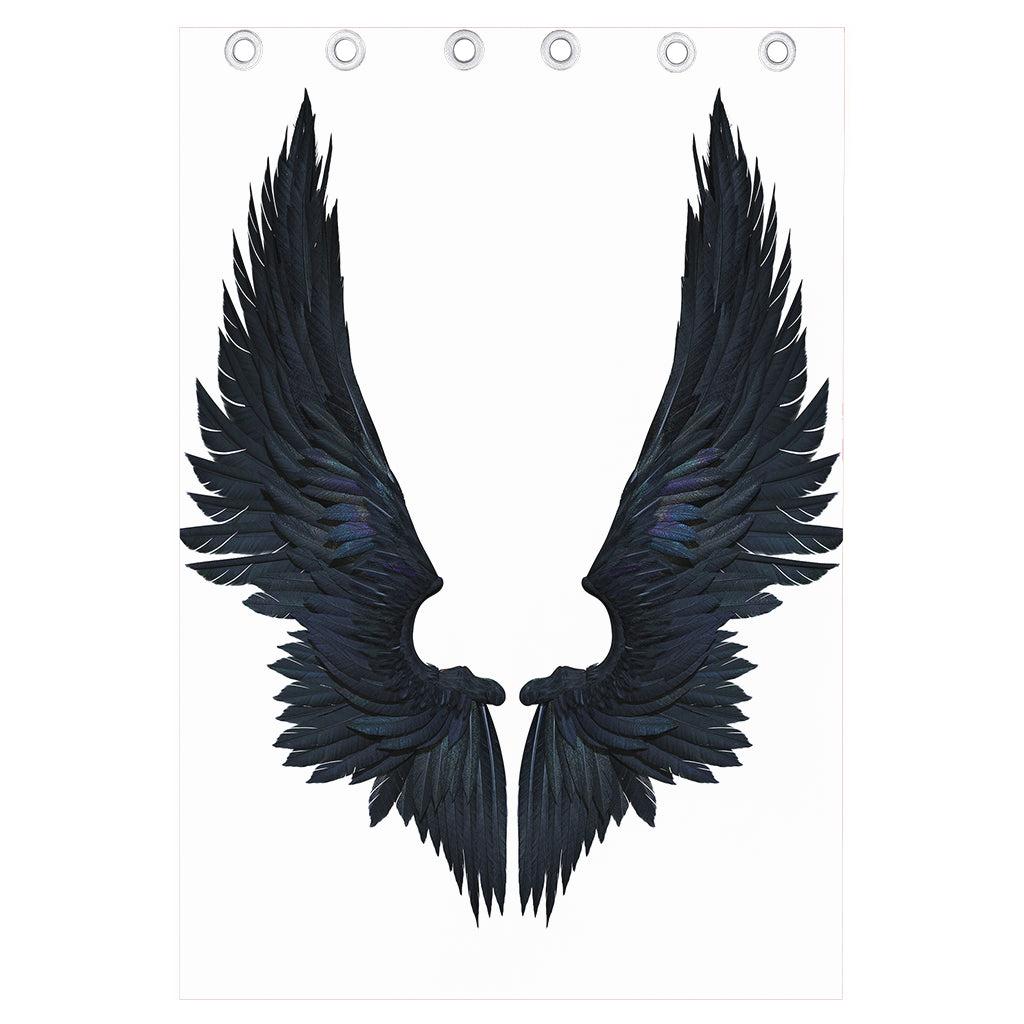 Black Demon Wings Print Curtain