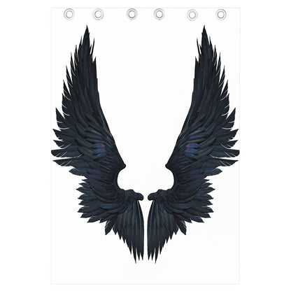 Black Demon Wings Print Curtain