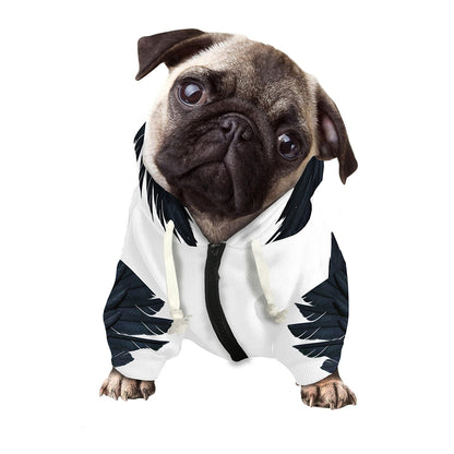 Black Demon Wings Print Dog Zip Up Hoodie