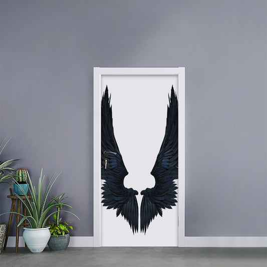 Black Demon Wings Print Door Sticker