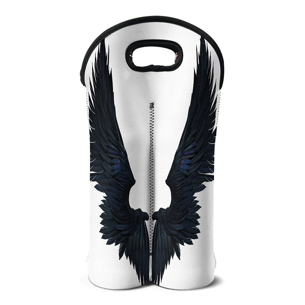 Black Demon Wings Print Double Neoprene Wine Tote