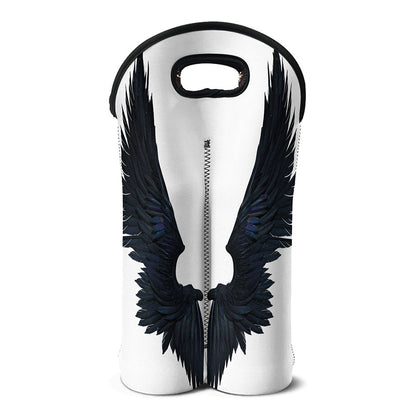 Black Demon Wings Print Double Neoprene Wine Tote