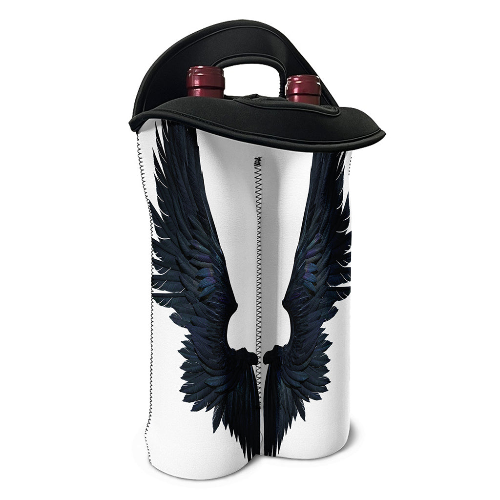 Black Demon Wings Print Double Neoprene Wine Tote